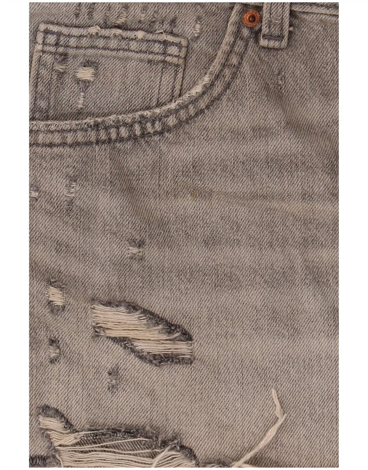 Zara Womens Denim Distressed Hot Pants EU 40 Medium W30 Gris Coton