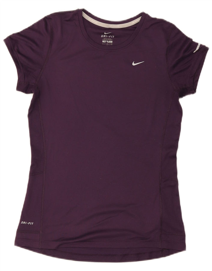 Nike Womens Dri Fit T-Shirt Top UK 8 Small Violet Polyester