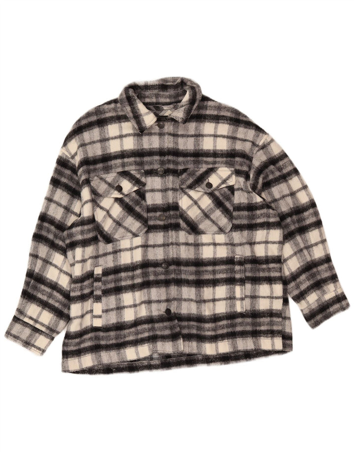 ZARA Surchemise surdimensionnée en flanelle pour femme UK 16 Grand carreaux noirs