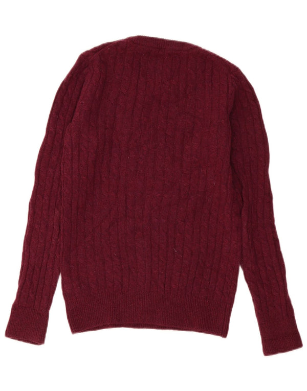Jack Wills Pull ras du cou pour femme UK 6 XS en laine mérinos bordeaux