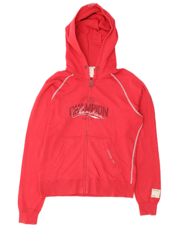 Champion Pull à capuche zippé Heritage Fit Graphic pour femme UK 16 Large Rouge