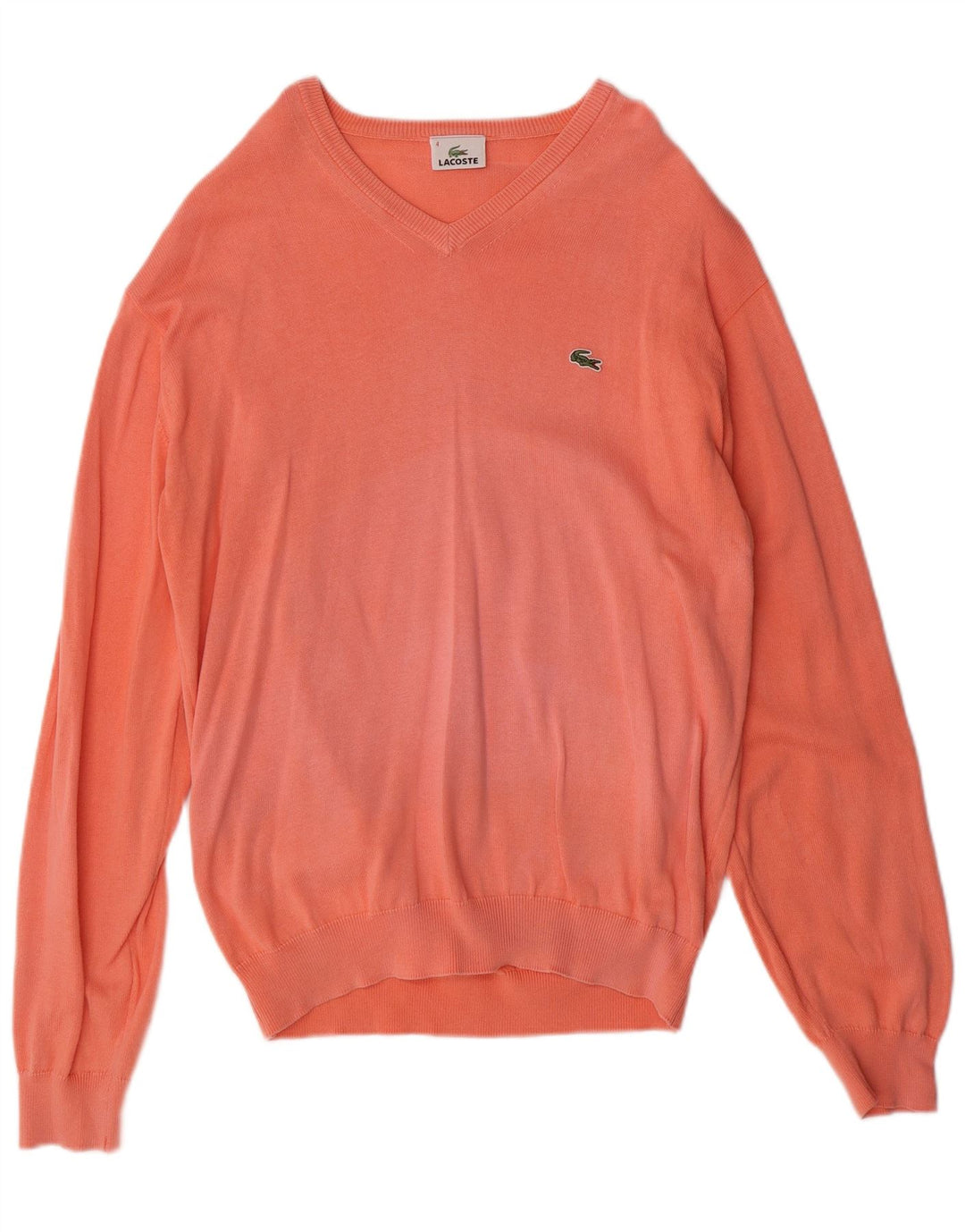 LACOSTE Pull col V pour homme Taille 4 Orange moyen
