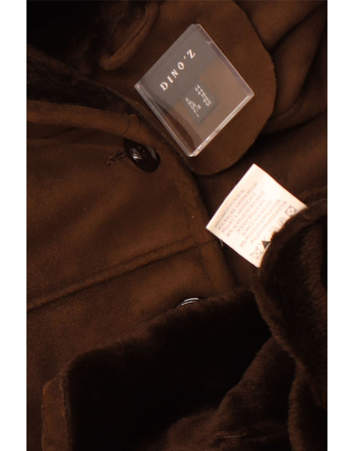 DINO' Z Manteau Sherpa à capuche pour femme UK 18 XL Marron Polyester