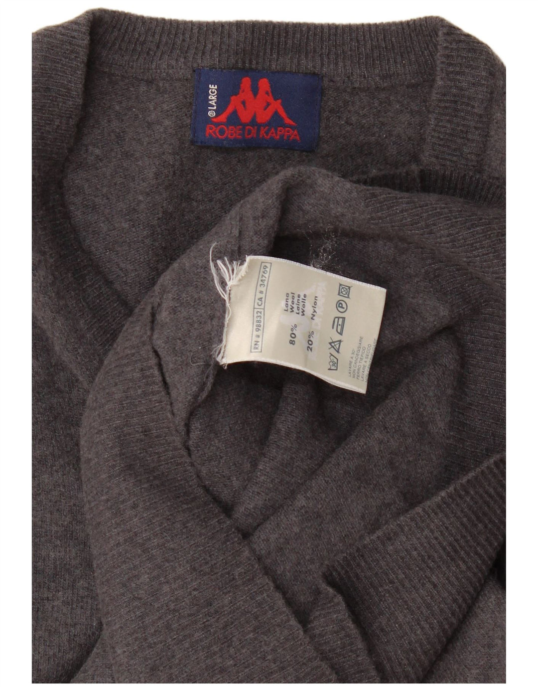 Kappa Pull col V pour homme en laine gris Taille L