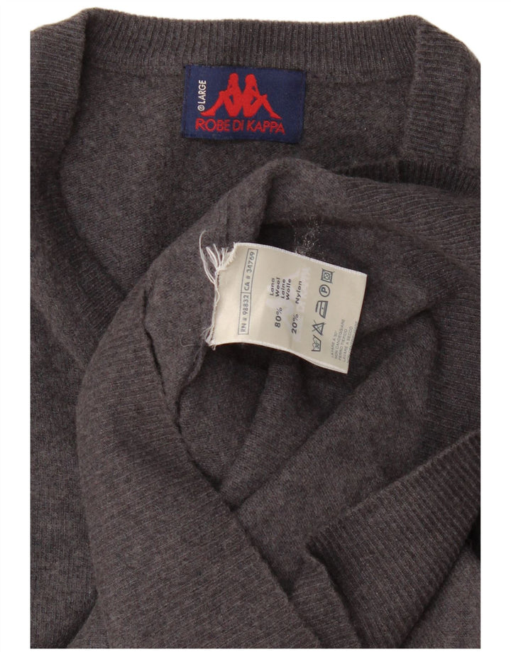 Kappa Pull col V pour homme en laine gris Taille L