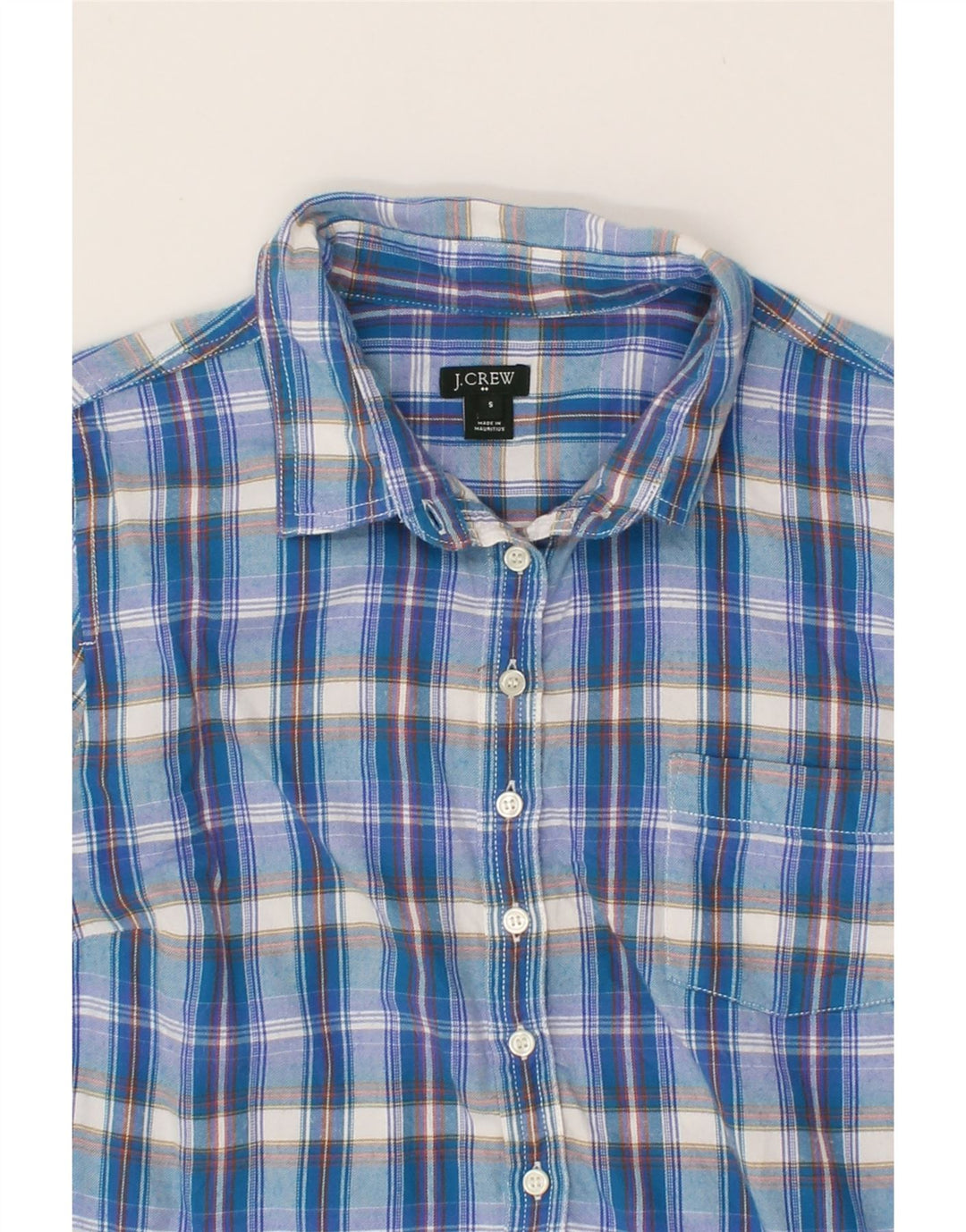 J. CREW Womens Pullover Shirt UK 10 Small Blue Check Cotton Vintage J. Crew and Second-Hand J. Crew from Messina Hembry 