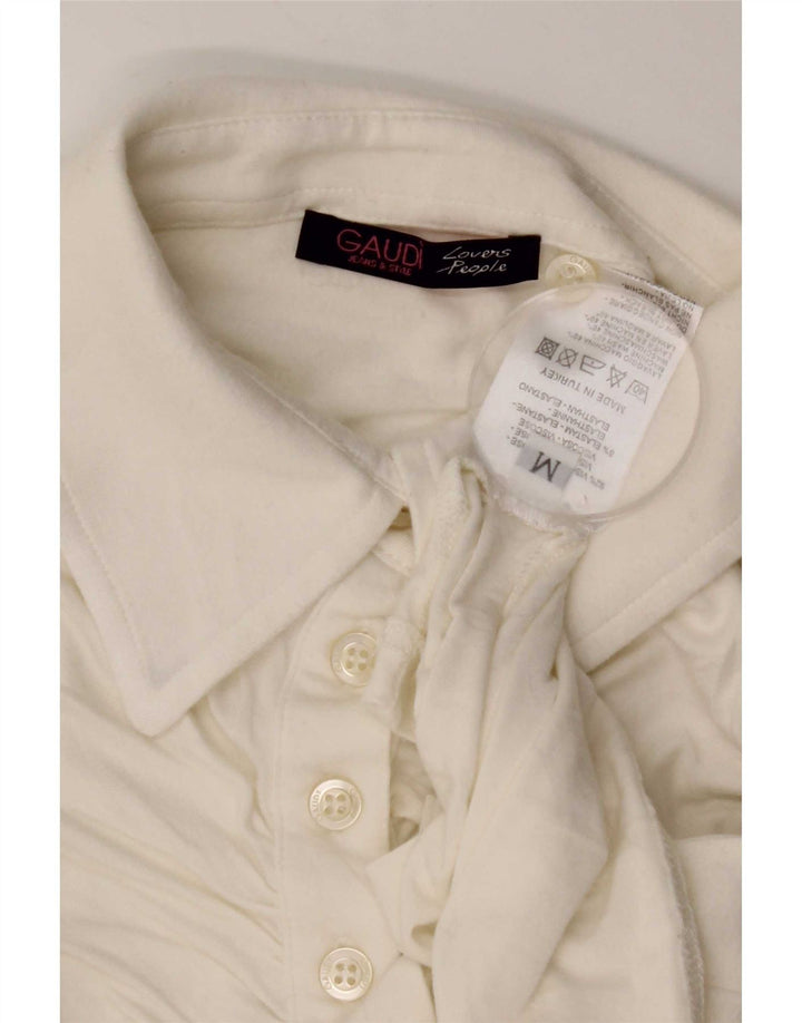 Polo à manches longues pour femme Gaudi UK 12 Viscose blanc moyen