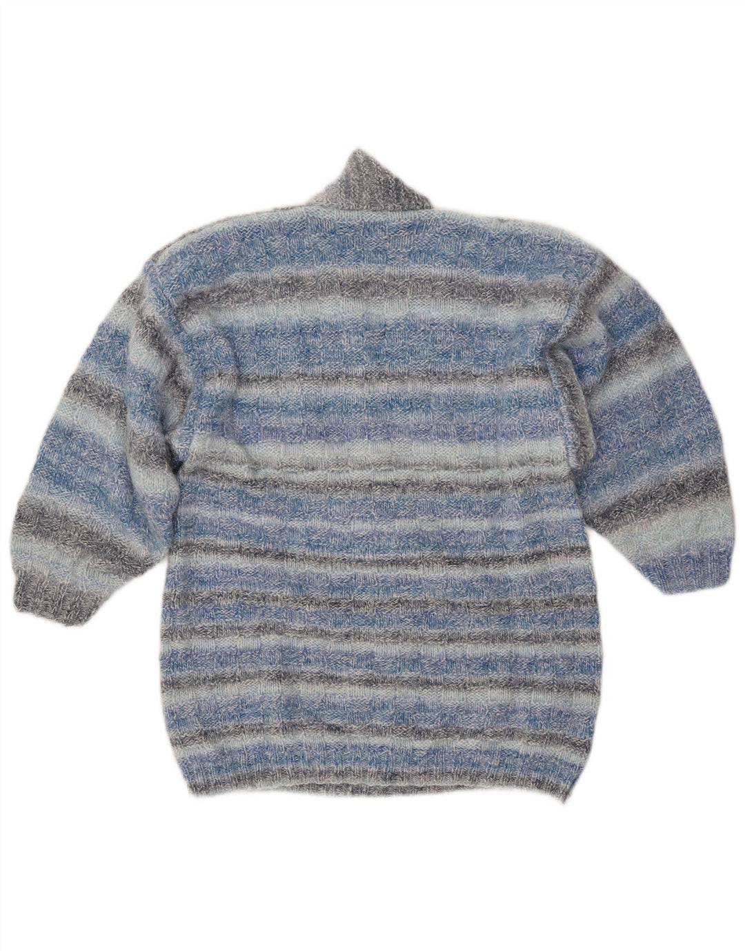 VINTAGE Femme Col Châle Pull Pull UK 14 Bleu Moyen Rayé