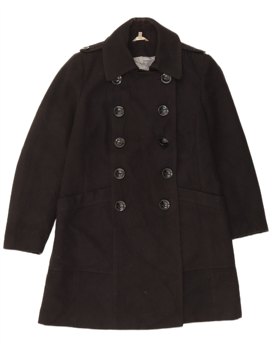 Marks & Spencer Manteau croisé pour femme UK 14 Large Noir Polyester