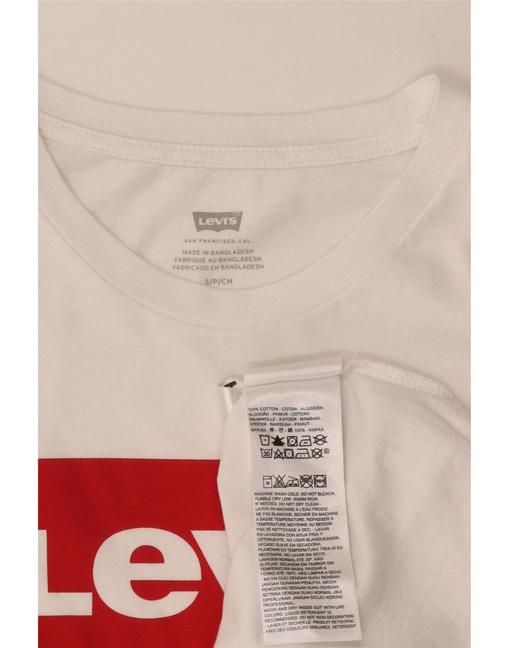 LEVI'S T-shirt graphique pour femme UK 10 Small Blanc Coton