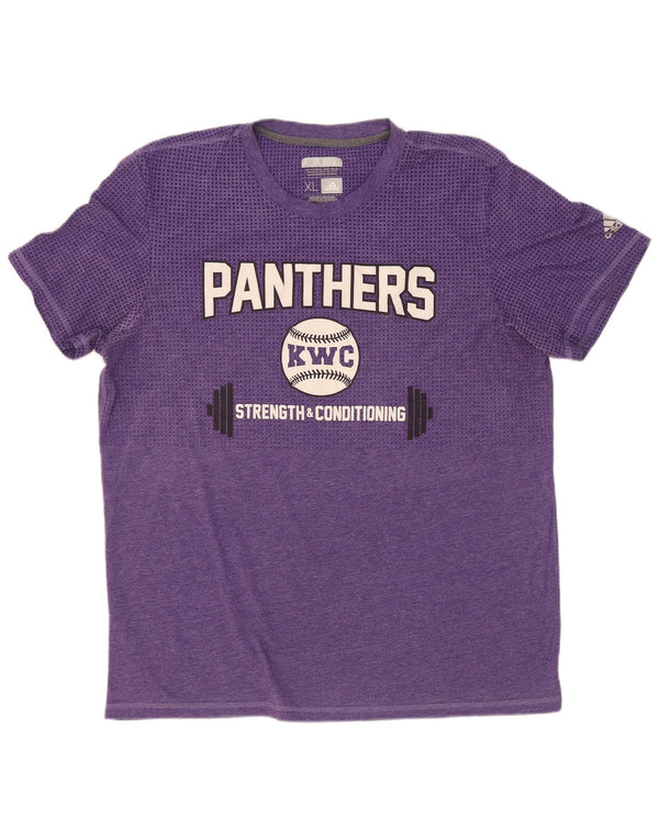 Adidas Mens Panthers Graphic T-Shirt Top XL Purple Polyester