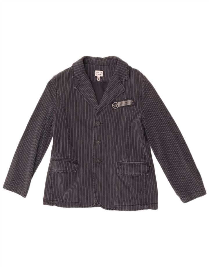 Armani Junior Veste Blazer 3 Boutons Garçon 9-10 Ans Bleu Marine Rayé