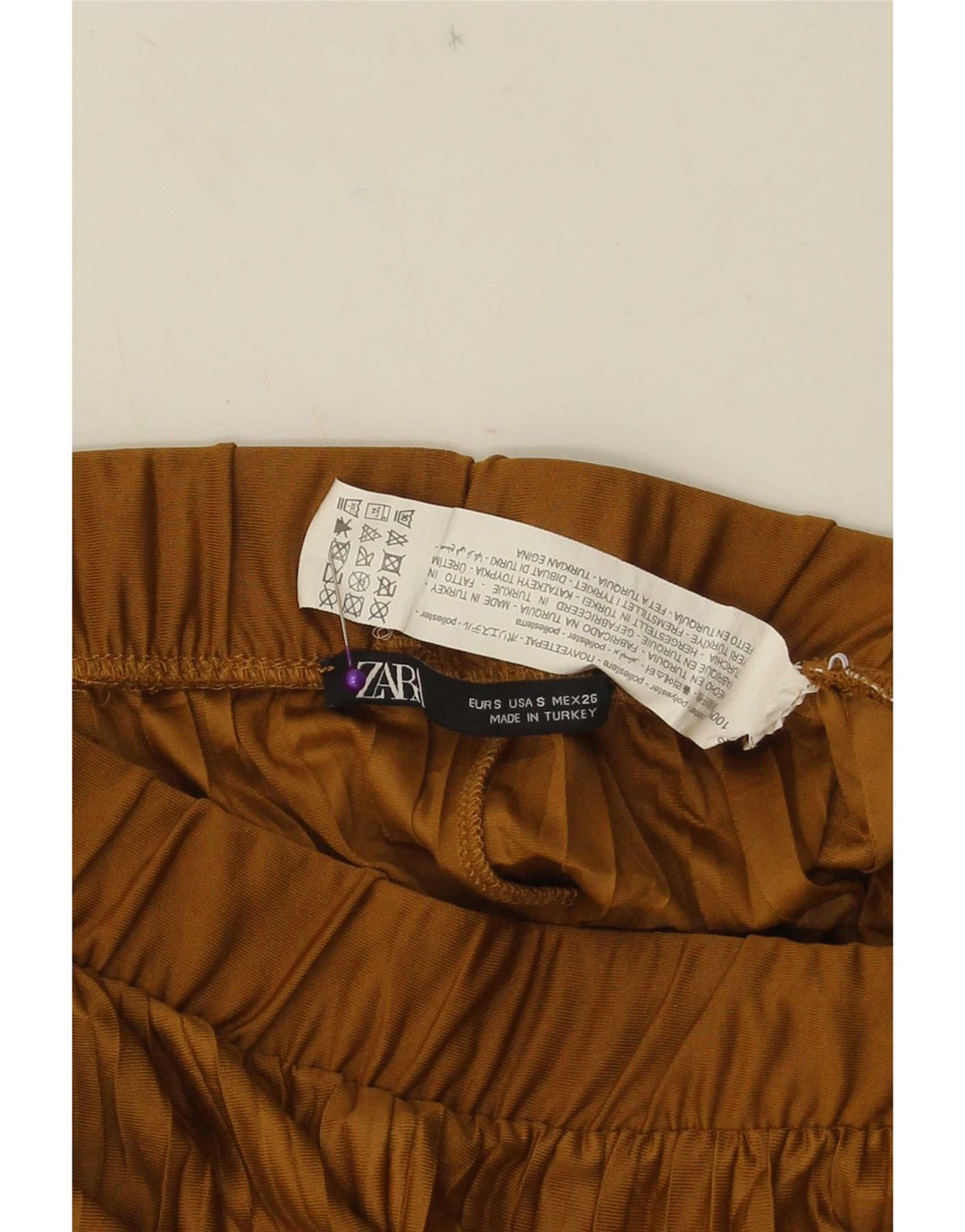 Zara Pantalon court à jambe large pour femme Petit W26 L23 Beige Polyester