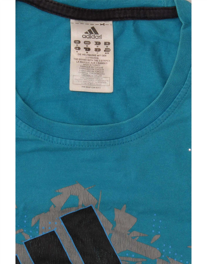 Adidas T-Shirt Graphique Homme Bleu Moyen Coton