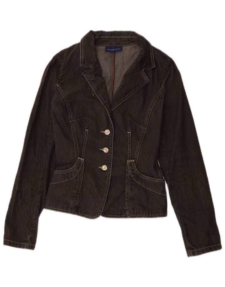 TRUSSARDI JEANS Veste blazer en jean à 3 boutons pour femme IT 40 Small Noir