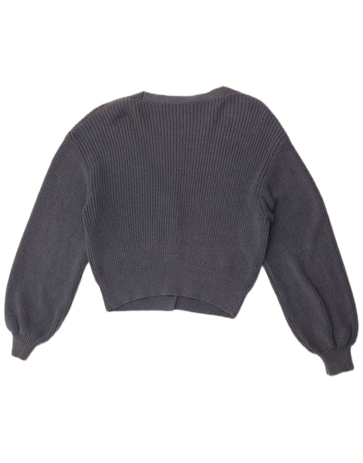 Zara Womens Crop Cardigan Sweater UK 14 Bleu Marine Moyen
