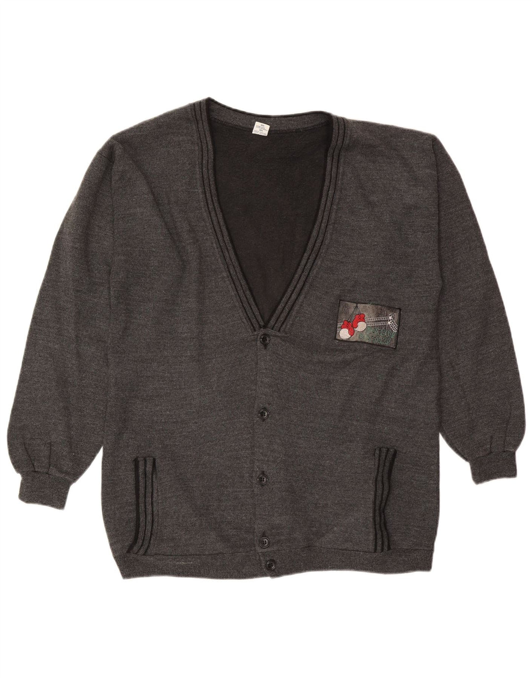 vintage Mens Cardigan Pull XL Gris Coton