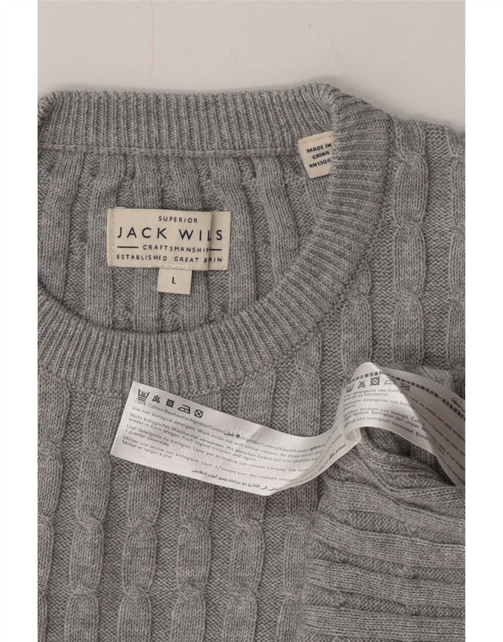 Jack Wills Pull à col rond pour homme en coton gris Taille L