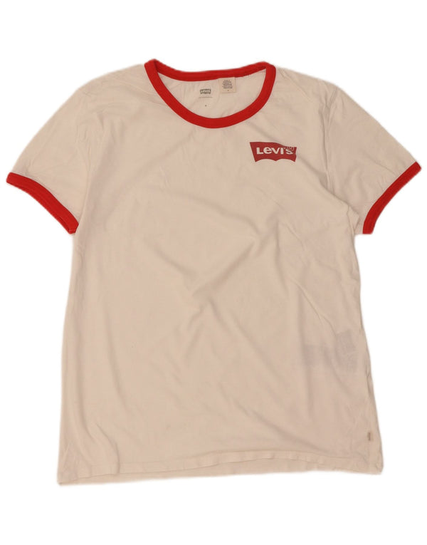 Levi's T-Shirt Femme UK 14 Coton Colorblock Blanc Moyen