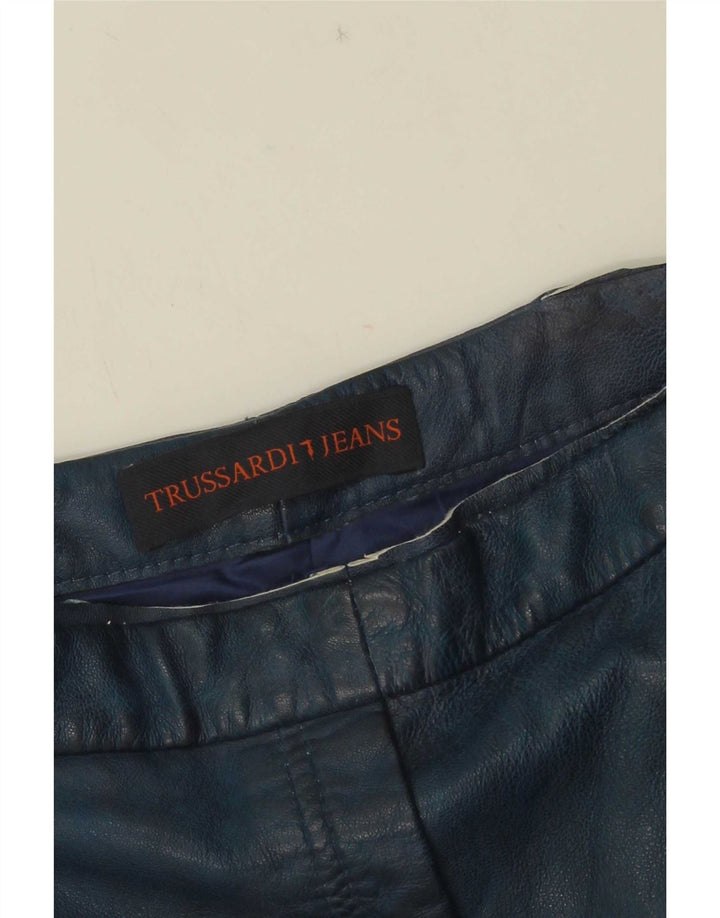 Femme Trussardi Short En Cuir W30 Bleu Marine Moyen |