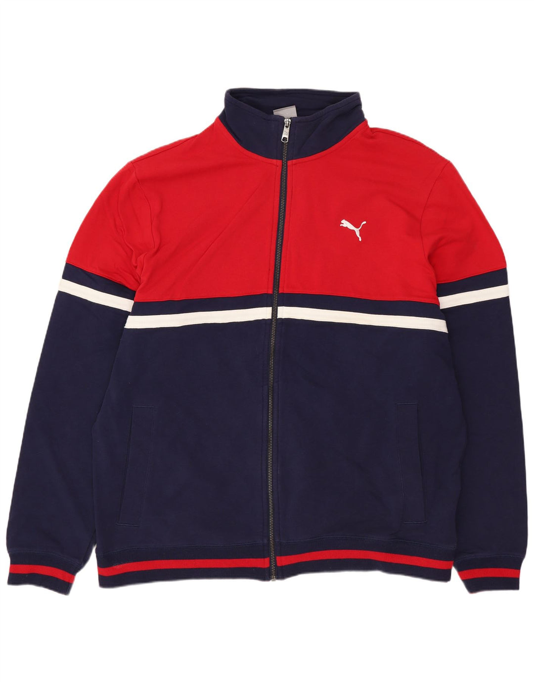 Puma Veste de survêtement pour homme XL en coton color block bleu marine