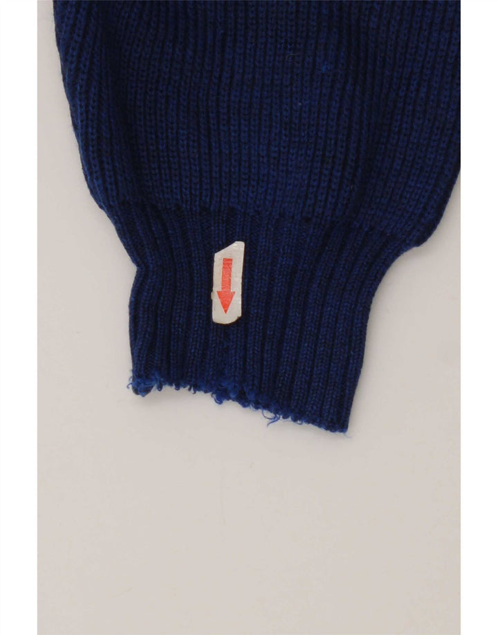 vintage Mens Crew Neck Jumper Pull Grand Bleu Argyle/Diamant