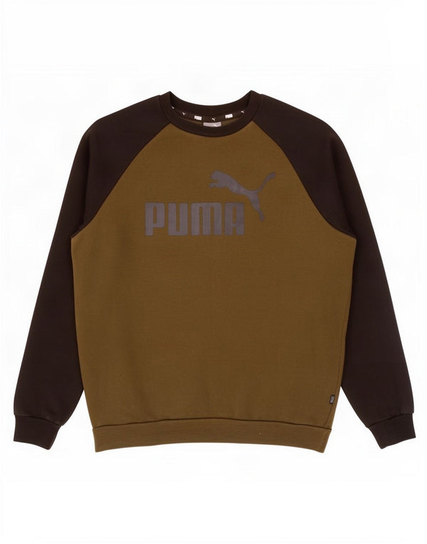 Puma Sweat-Shirt Graphique Homme Kaki Colorblock Coton