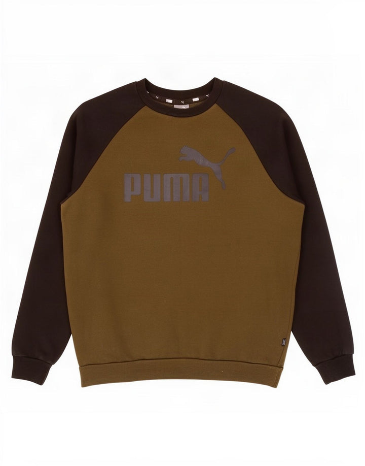 Puma Sweat-Shirt Graphique Homme Kaki Colorblock Coton