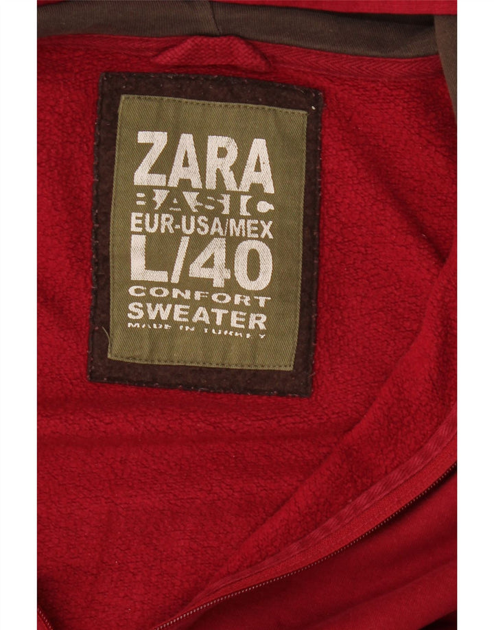 Zara Pull à capuche zippé pour homme, grand rouge