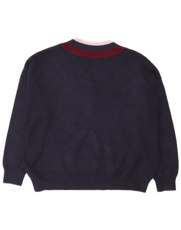 Marks & Spencer Pull col en V pour femme UK 16 Large Bleu marine