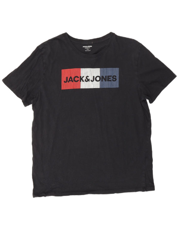 Jack & Jones T-Shirt Graphique Homme Top 2XL Noir Coton