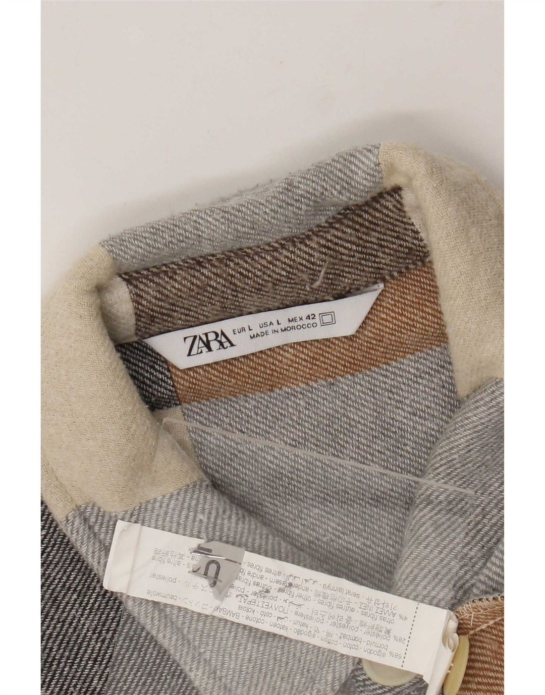 Zara Homme Chemise En Flanelle Grand Carreau Multicolore Coton