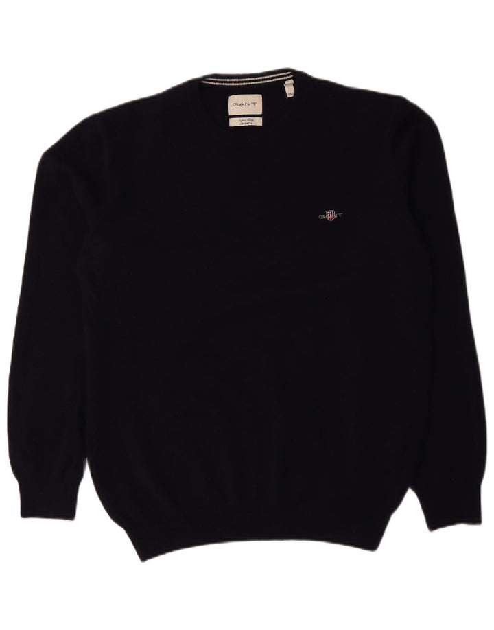 Gant Pull ras du cou pour homme en laine d'agneau bleu marine Taille L