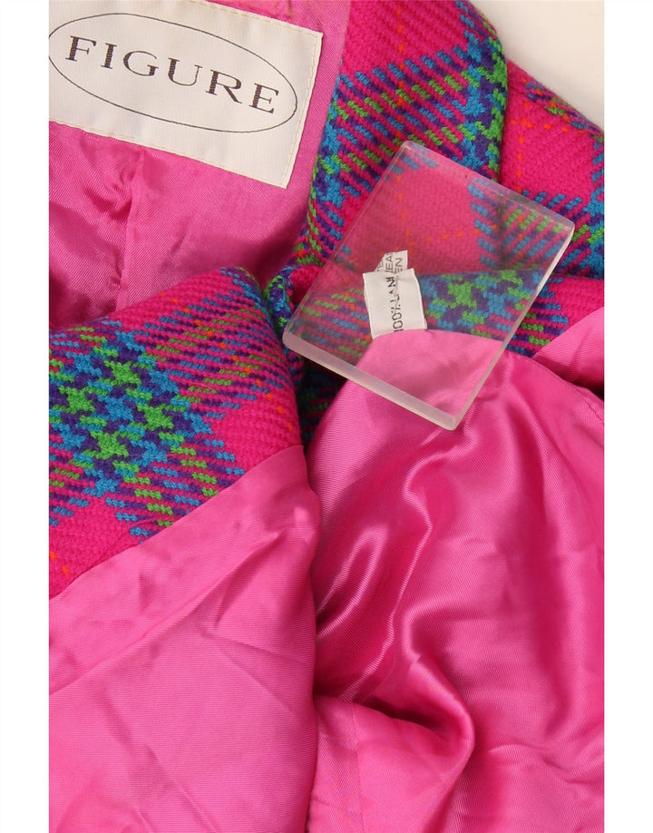 Figure Veste blazer à 3 boutons pour femme UK 44 en laine à carreaux rose moyen