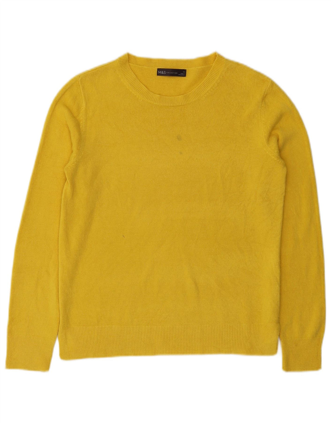 Marks & Spencer Pull à col rond pour femme UK 12 Jaune moyen