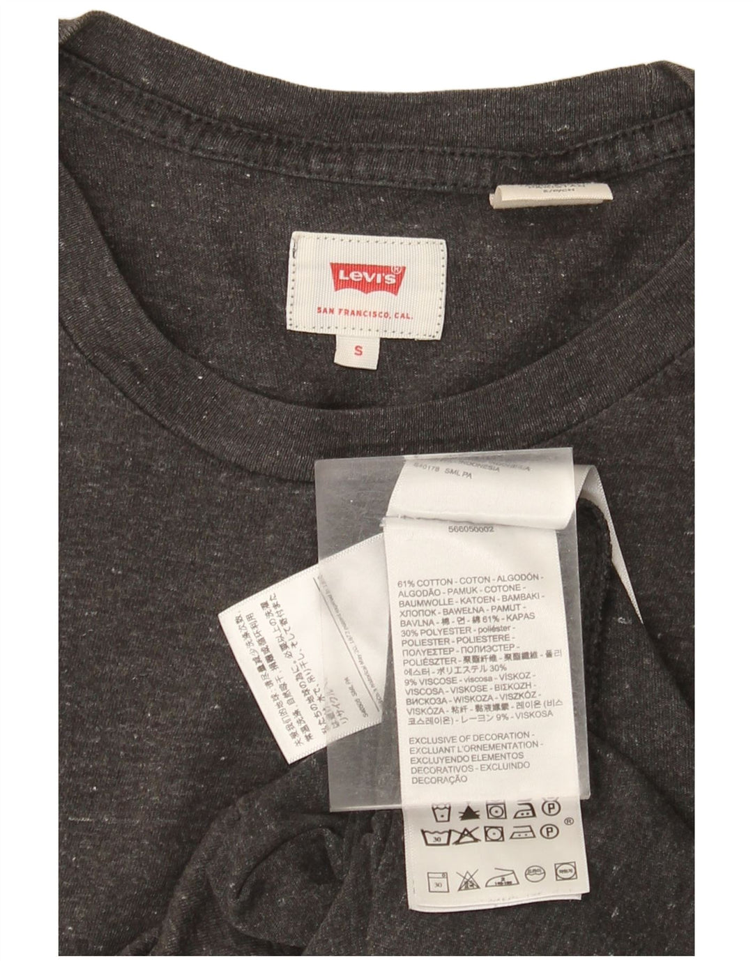 Levi's T-Shirt Top Small Homme Gris Moucheté Coton