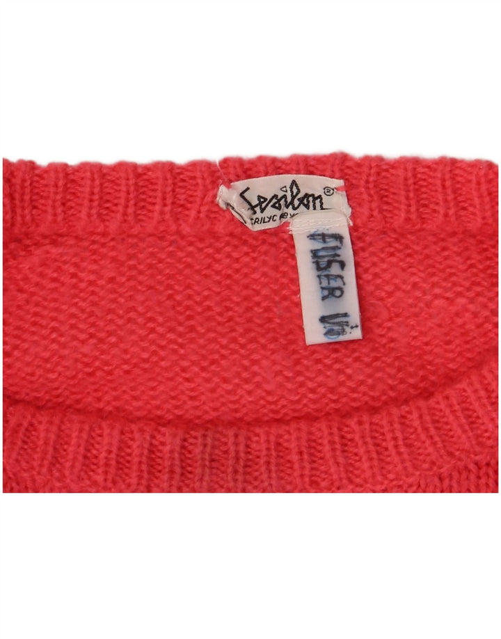 vintage Womens Crew Neck Jumper Pull UK 16 Grand Rose