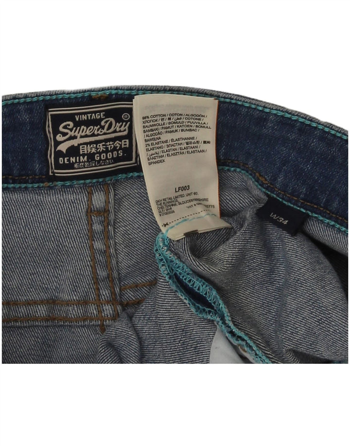 Superdry Femme Short En Jean W34 Grand Bleu Coton