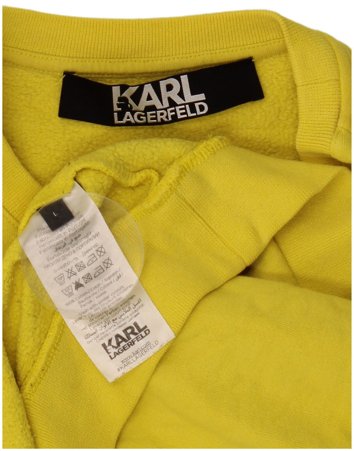 KARL LAGERFELD Sweat-shirt pour femme UK 16 Large Jaune Coton