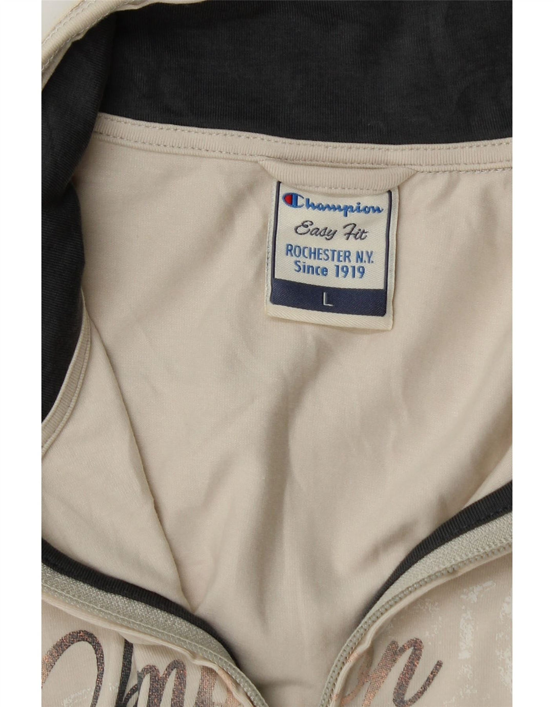 Champion Veste de survêtement graphique Easy Fit pour femme - Taille L - Beige