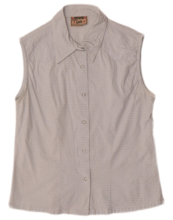 Chemise sans manches fille vintage 13-14 ans vichy bleu