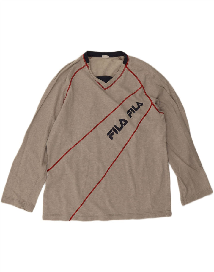 Fila Haut graphique à manches longues pour homme en coton rayé gris