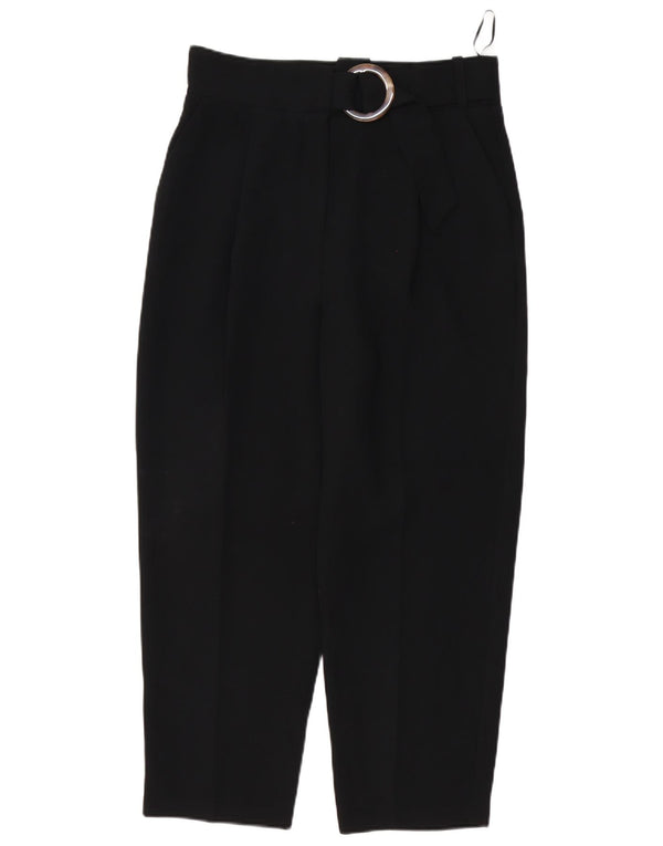 Topshop Pantalon court taille haute pour femme UK 12 Medium W30 L25 Noir