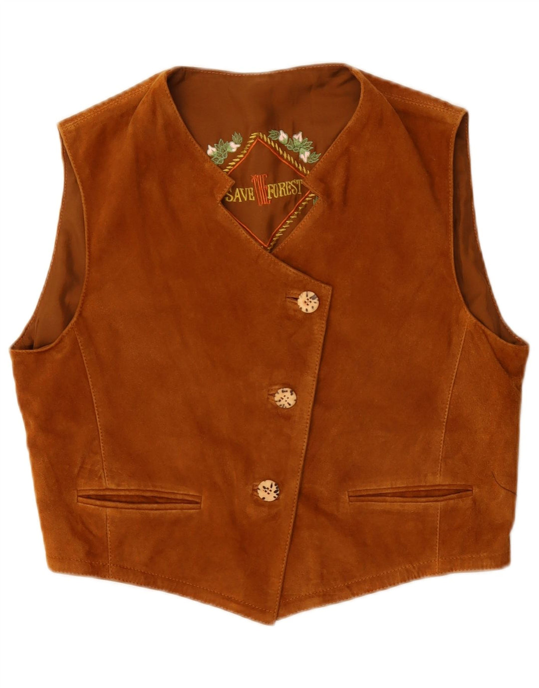 Save The Forest Gilet court en daim pour femme IT 44 Marron moyen