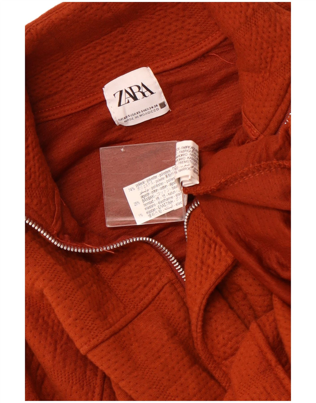 ZARA Veste bomber surdimensionnée pour femme UK 6 XS Marron Polyester