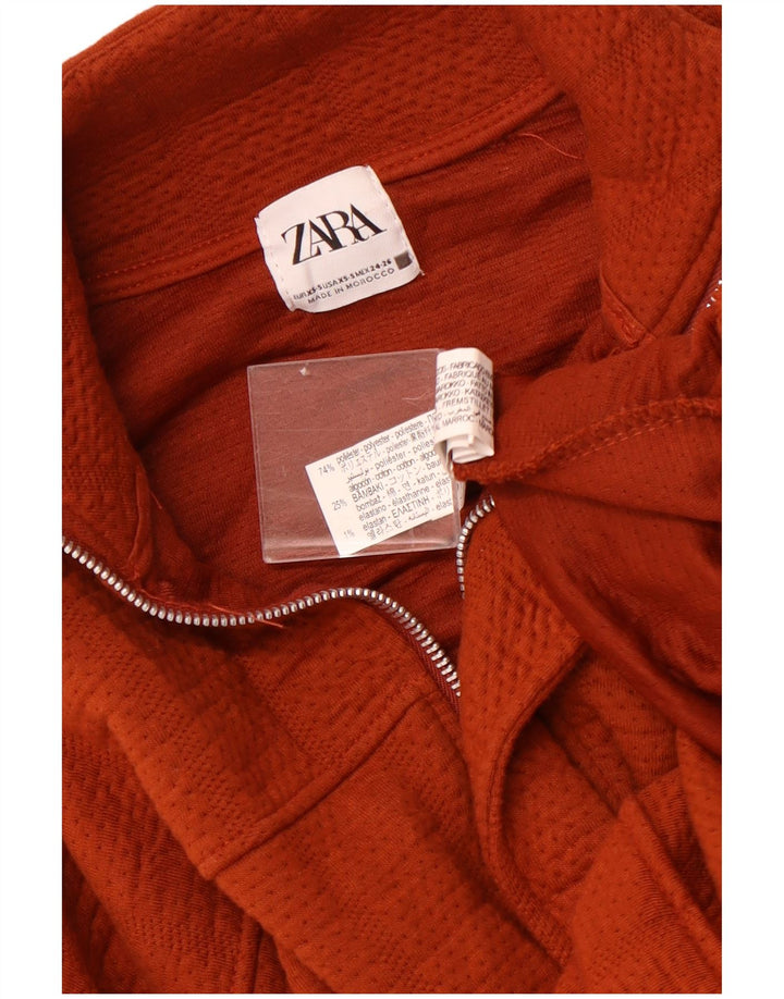 ZARA Veste bomber surdimensionnée pour femme UK 6 XS Marron Polyester