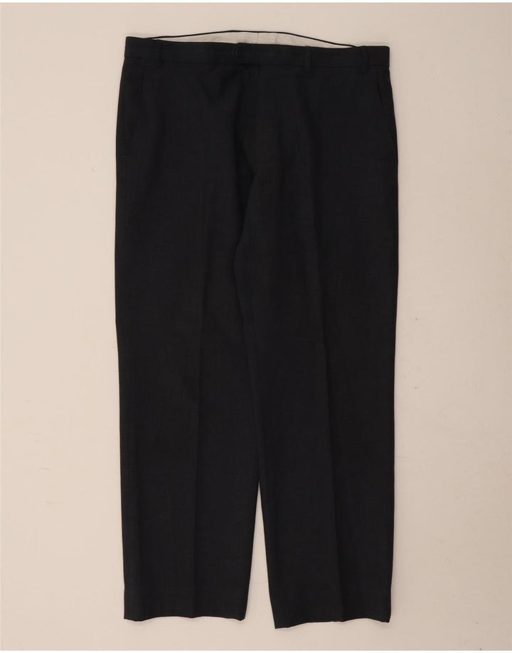 Marks & Spencer Pantalon de Costume Droit Homme W36 L29 Bleu Marine Polyester