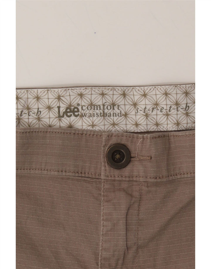 LEE Womens Stretch Mid Rise Shorts W40 2XL Brown Pinstripe Vintage Lee and Second-Hand Lee from Messina Hembry 