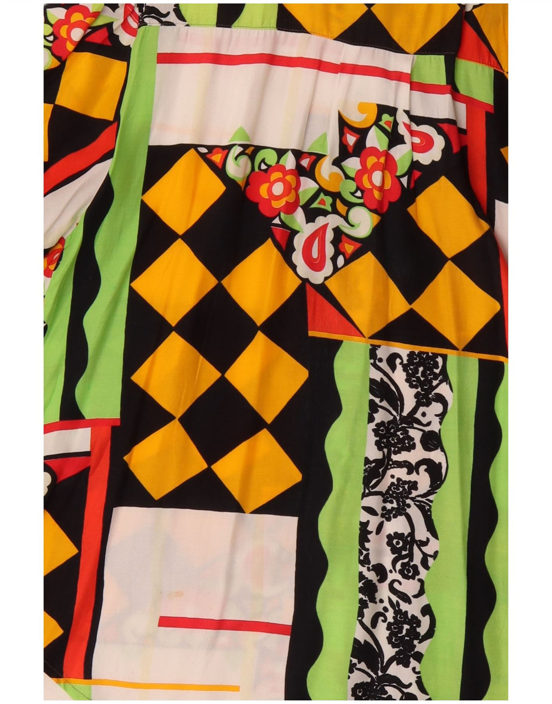 vintage Femmes Chemise À Manches Courtes Blouse UK 20 2XL Patchwork Multicolore