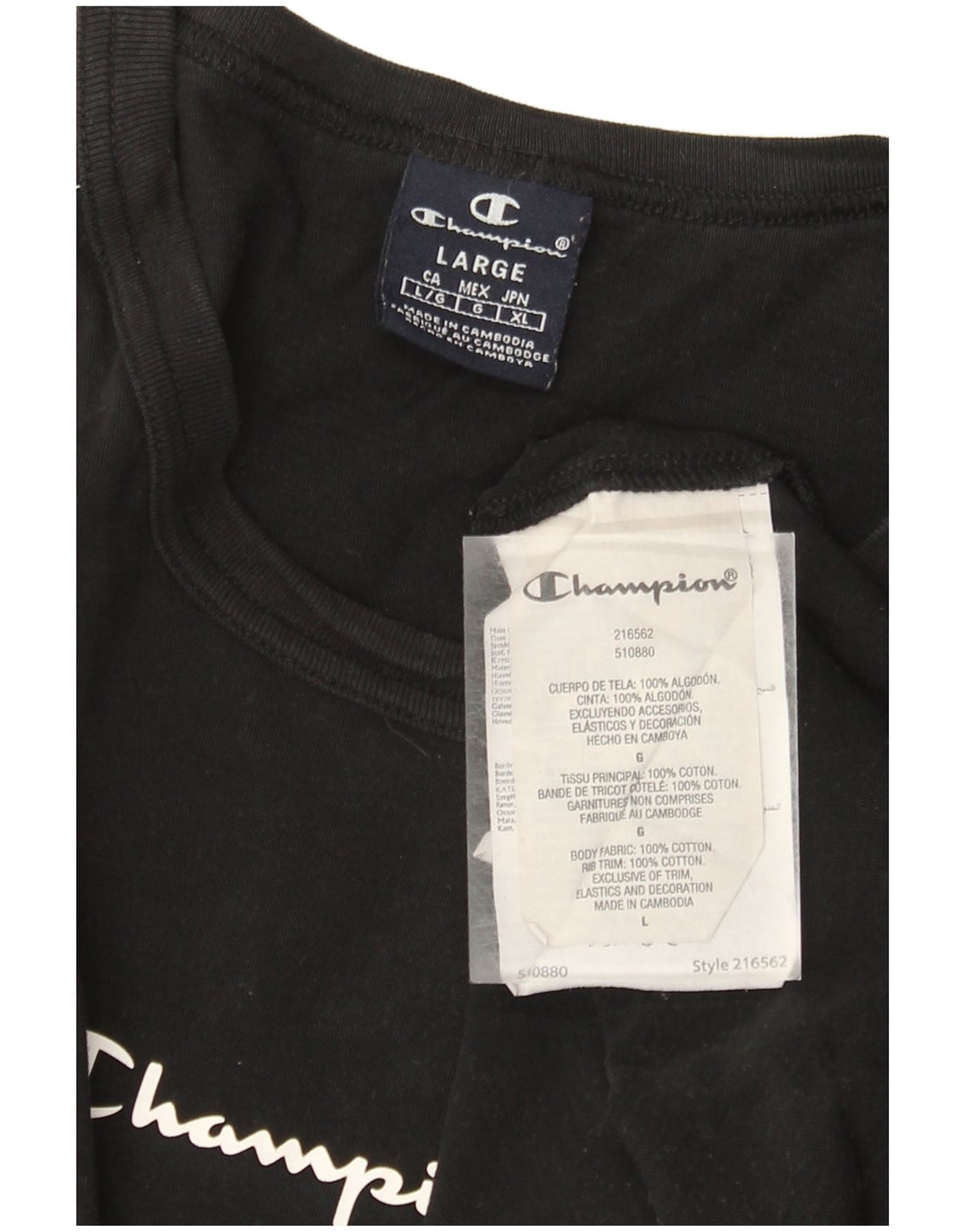 Champion T-Shirt Graphique Homme Grand Noir Coton